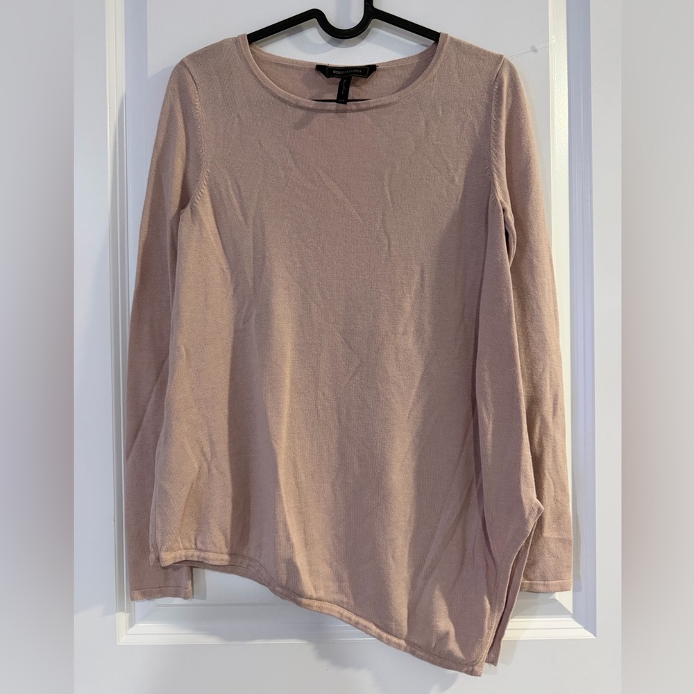 BCBGMaxAzxia Modal Wool Silk Blend Long-Sleeve Crew Tee